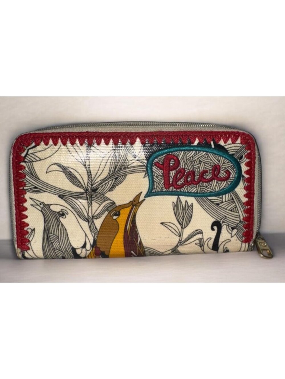 Sakroots Zip-Around Wallet With Bird & Nature Print Multi-Card Slots